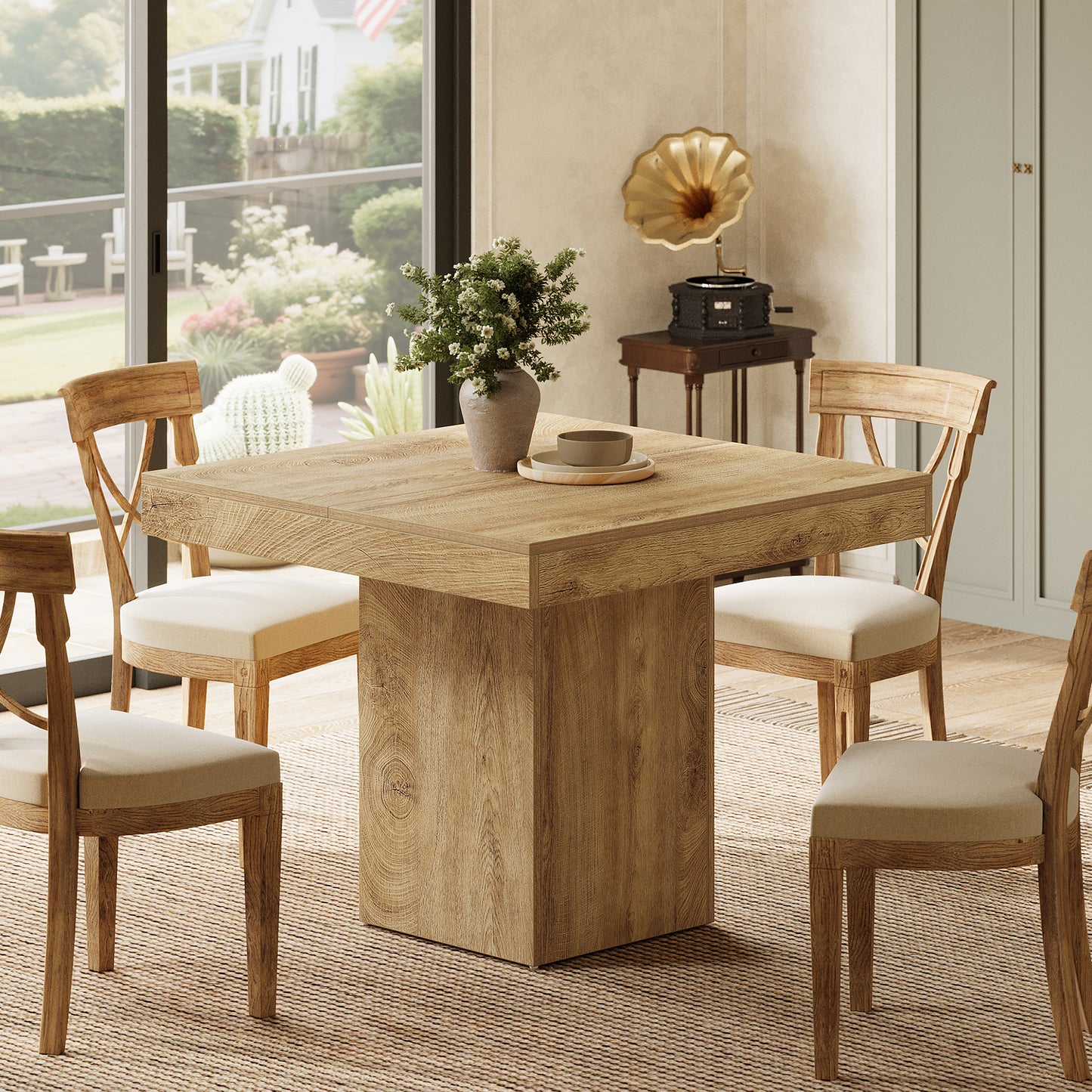 Eettafel – Tafel – Keukentafel – Vierkante Tafel – Eetkamertafel – 100x100 cm – Lichtbruin Hout – Stevig Dik Blad