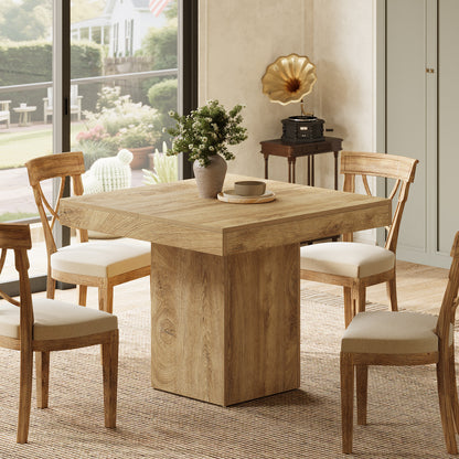 Eettafel – Tafel – Keukentafel – Vierkante Tafel – Eetkamertafel – 100x100 cm – Lichtbruin Hout – Stevig Dik Blad
