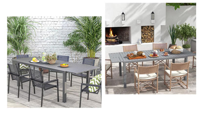 Uitbreidbare Aluminium Tuintafel – Tuinset Tafel – Uitschuifbare Eettafel – Terrastafel – Buiten Tafel – Donkergrijs – 180-240 cm Lengte – Weerbestendig Thermisch Gelakt