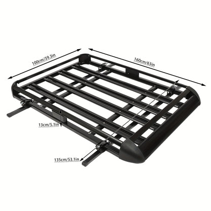 Dakmand SUV – Dakdrager Mand – Bagagekorf – Dakrek Ladebak – Zwarte Aluminium Dakmand – 160 cm Lengte – Maximaal 150 kg Draagvermogen