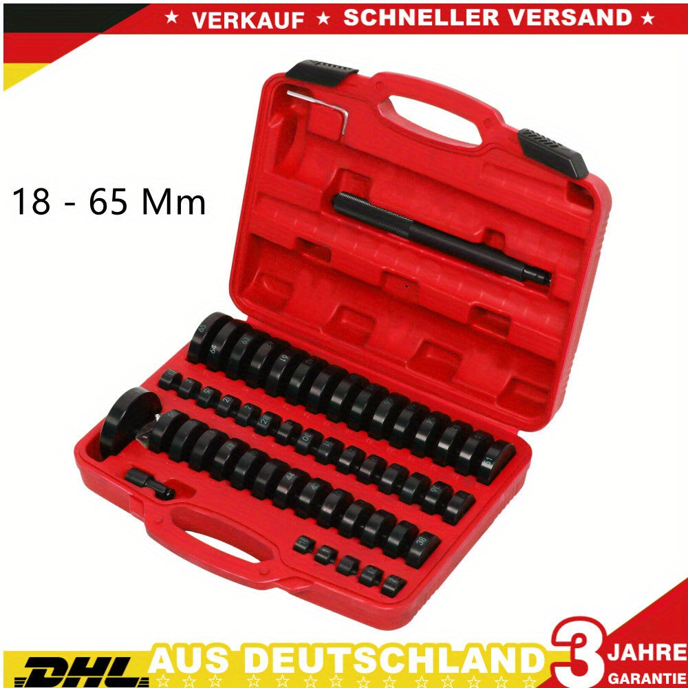 Montageplaatset Lagerpers – Drukplaten Set – Businstallatie Gereedschap – Pershulpmiddelen – Lagers Installeren – Duurzaam Koolstofstaal – Inclusief Slagpen en Adapter – Robuust & Precisie