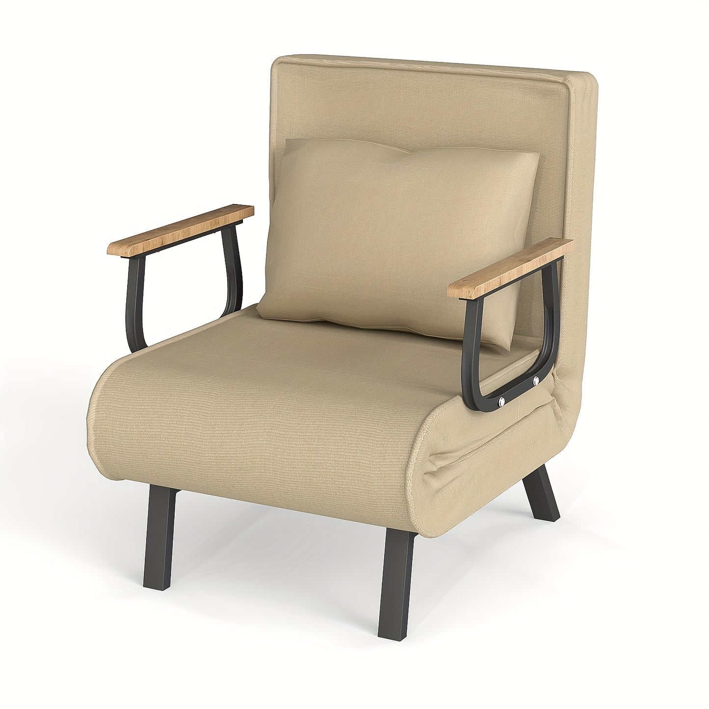 Sofa Bed – Slaapbank – Bedbank – Slaapbankje – Bedbankje – Grote Maat – Snelle Opvouwstijl – Massief Houten Armleuningen – Lichtgewicht Khaki