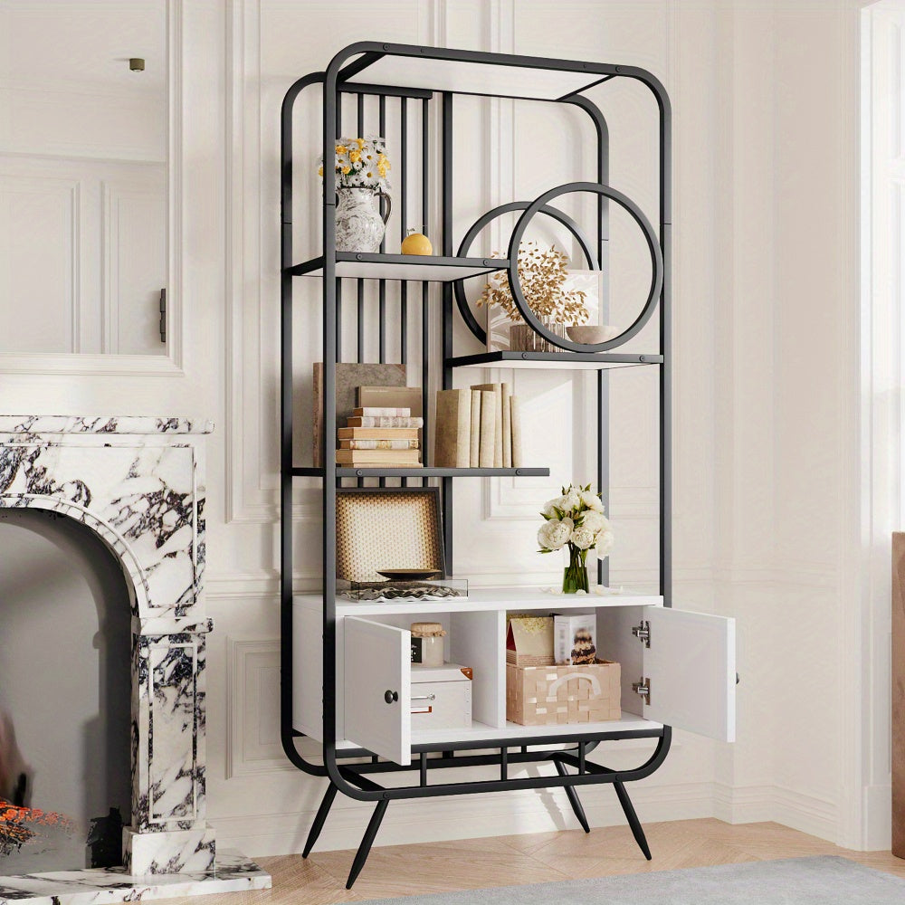 Metalen Kast – Opbergkast – Wandkast – Boekenkast – Archiefkast – Zwart-Wit – Stabiel Metalen Frame – 3 Verstelbare Planken