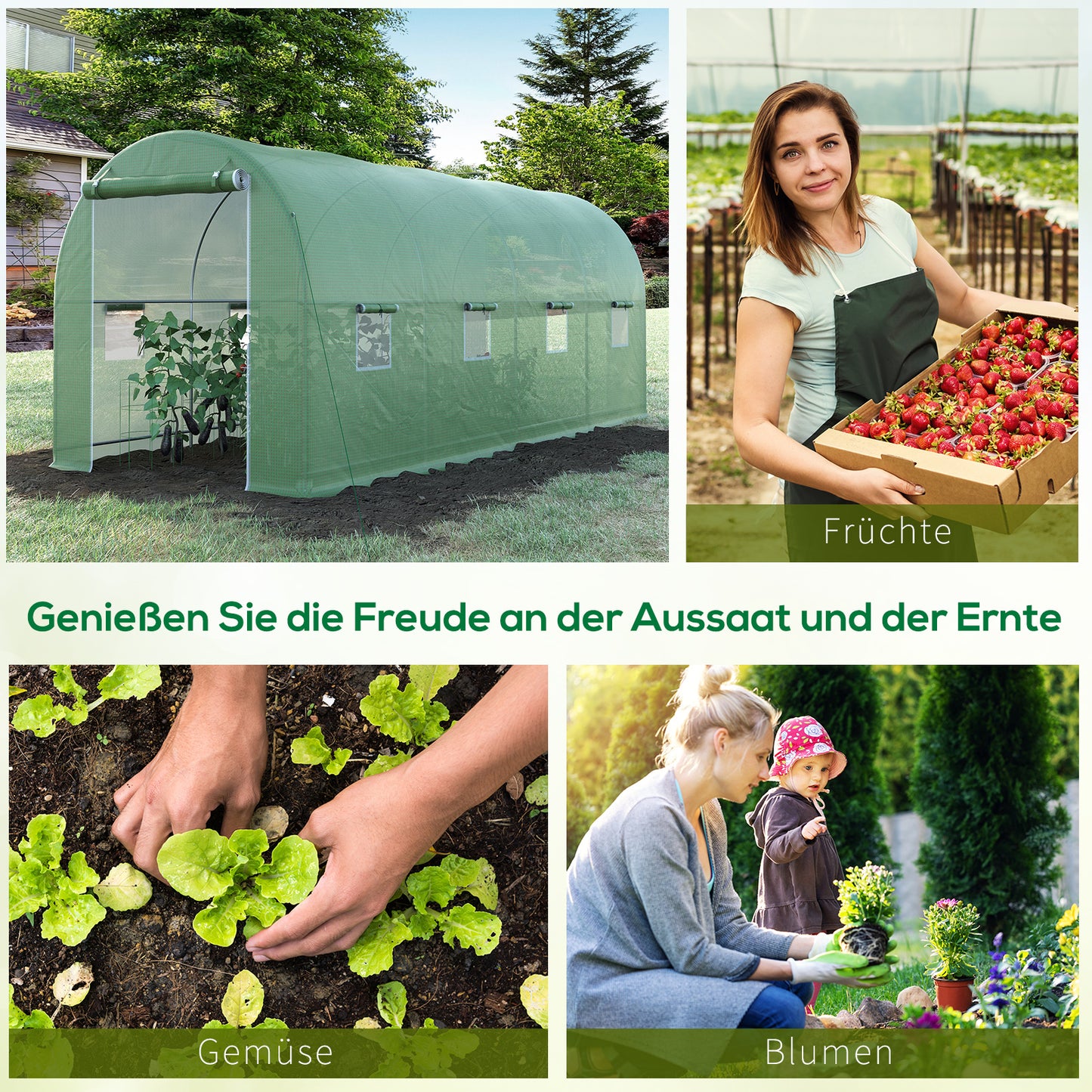 Kweekkas – Tuinkas – Broeikas – Tunnelkas – Moestuin Kas – 350x200x200 cm – Waterafstotende Folie – Mesh Ventilatieraam