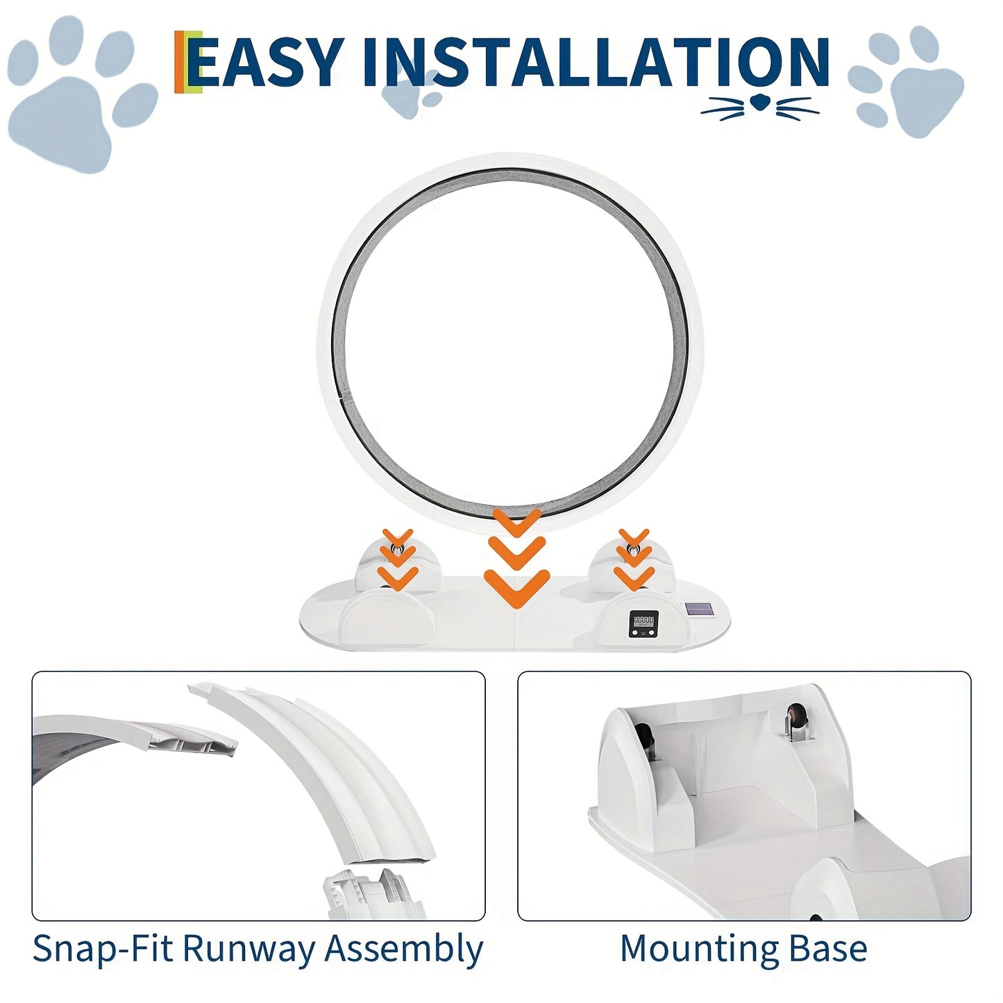 Kattenrad – Kattenspeelwiel – Looprad Kat – Binnen Speelwiel – Huisdier Looprad – Extra Groot 114,3 cm – Stil Loopmechanisme – Ingebouwde Pedometer – Duurzaam ABS Materiaal