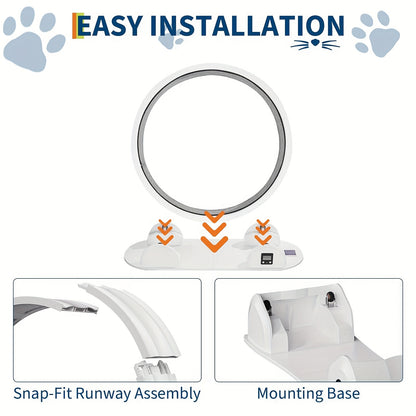 Kattenrad – Kattenspeelwiel – Looprad Kat – Binnen Speelwiel – Huisdier Looprad – Extra Groot 114,3 cm – Stil Loopmechanisme – Ingebouwde Pedometer – Duurzaam ABS Materiaal