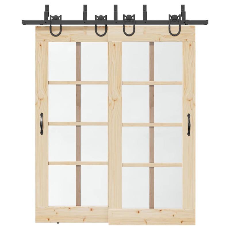 Schuifdeur Set – Schuifdeursysteem – Kamerverdeler – Afscheidingsdeur – Binnendeur Schuifdeur – 200 cm Stalen Rail – Matzwarte Industriele Afwerking