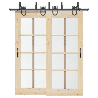 Schuifdeur Set – Schuifdeursysteem – Kamerverdeler – Afscheidingsdeur – Binnendeur Schuifdeur – 200 cm Stalen Rail – Matzwarte Industriele Afwerking