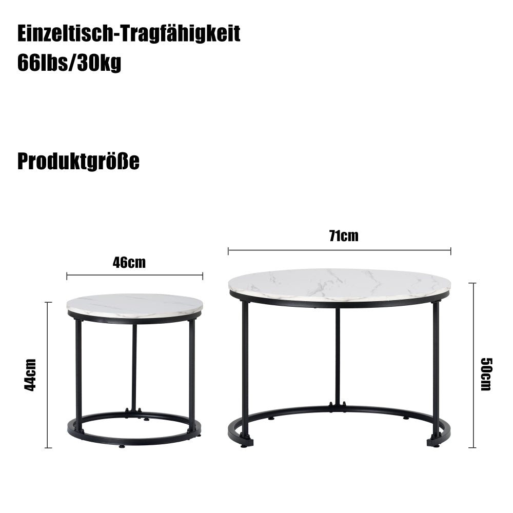 Ronde Bijzettafels – Salontafel – End Table – Nesting Tafels – Woonkamer Tafels – Set Van 2 – Hoogwaardig Metaal – Ruimtebesparend Design