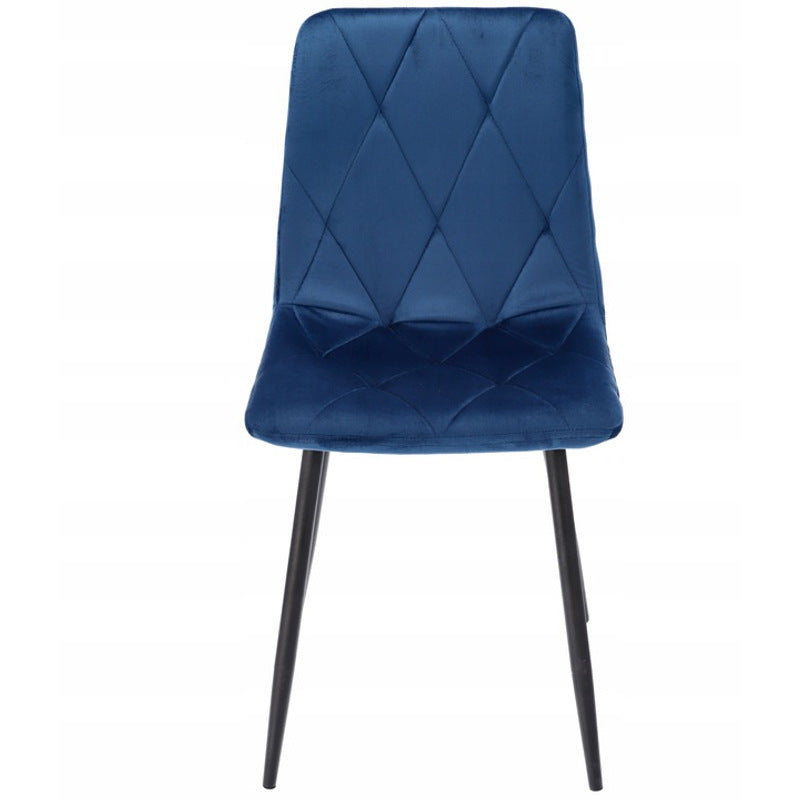 Velours Stoelen – Eetkamerstoelen – Moderne Stoelen – Quilted Stoelen – Metalen Poten – Set Van 4 – Navy Blauw – Ergonomische Rugleuning – Max. Draagkracht 130 Kg