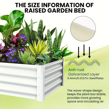 Galvanized Raised Garden Bed - Outdoor Rectangular Metal Planter for Vegetables, Flowers & Herbs, 182.88x91.44x60.96cm