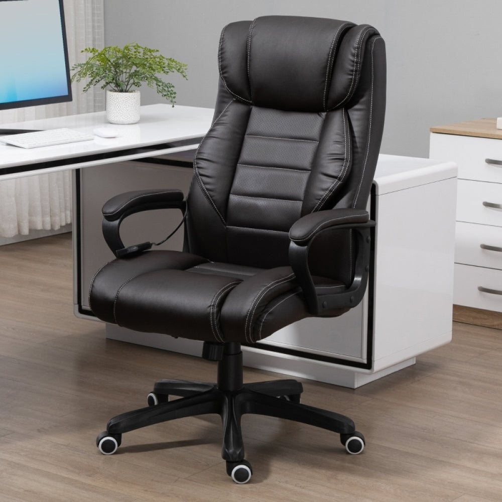 Bureaustoel – Ergonomische Stoel – Office Chair – Gamerstoel – Bureaukruk – Verstelbare Hoogte – Lendensteun & Hoofdsteun – Stevig Metaal Frame – Vijfwielige Draaivoet – Gevoerde Armleuningen – Zwart