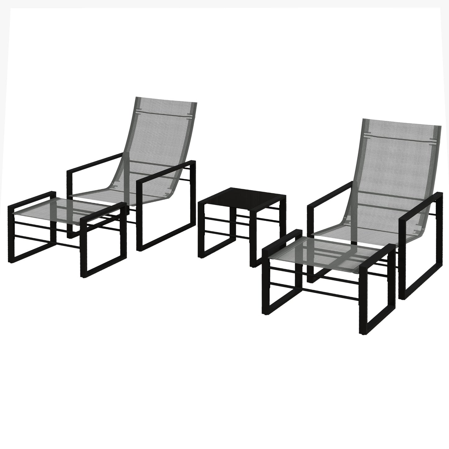 Loungeset – Tuinmeubilair – Buitenmeubels – Balkonset – Terrasstoel – Compact en Weerbestendig – Comfortabel Grijs Mesh