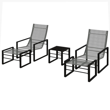 Loungeset – Tuinmeubilair – Buitenmeubels – Balkonset – Terrasstoel – Compact en Weerbestendig – Comfortabel Grijs Mesh
