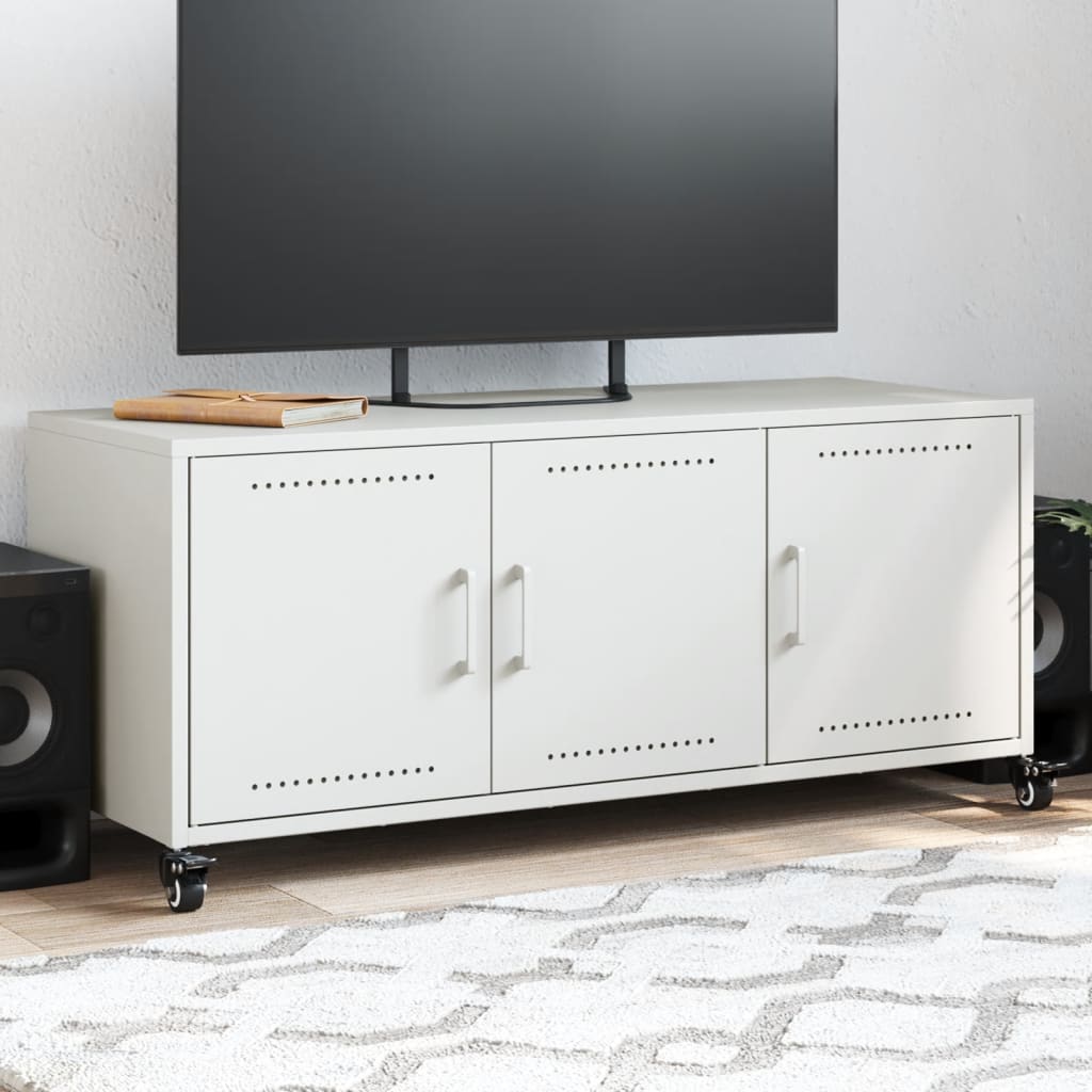 Tv Meubel – Tv Kast – Tv Meubels – Media Kast – Dressoir – Wit – Koudgewalst Staal – 100,5x39x43,5 cm