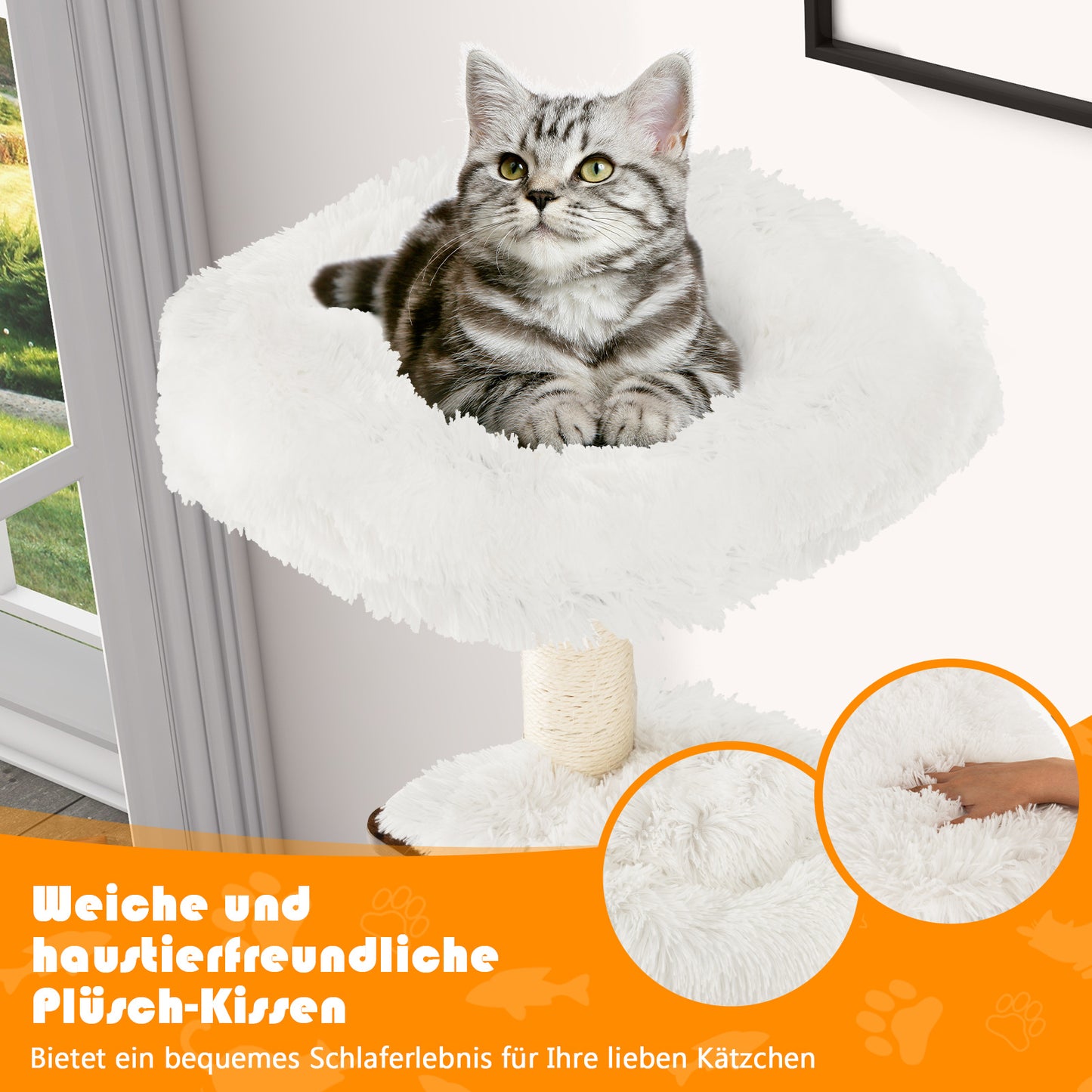 Krabpaal – Kattenboom – Krabmeubel – Klimmeubel – Kattenhuis – 175 cm Hoog – 6 Niveaus Met Kattenhol En Wasbare Matten