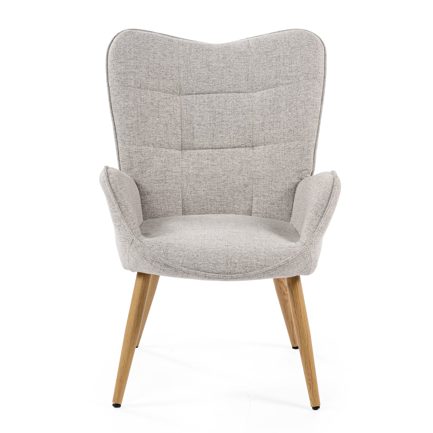 Loungestoel – Fauteuil – Relaxstoel – Zetel – Armstoel – Scandinavisch Design – Comfortabele Stoffering – Houten Poten – Grijs – 72x61x90,5 cm