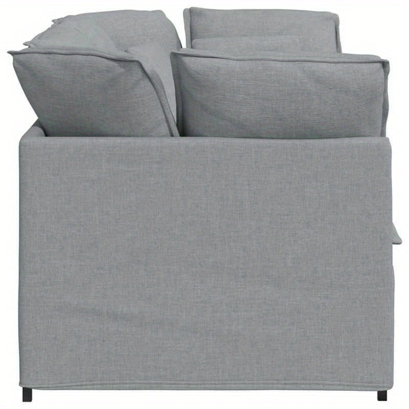 Modular Sofa with Cushions, Light Grey Fabric