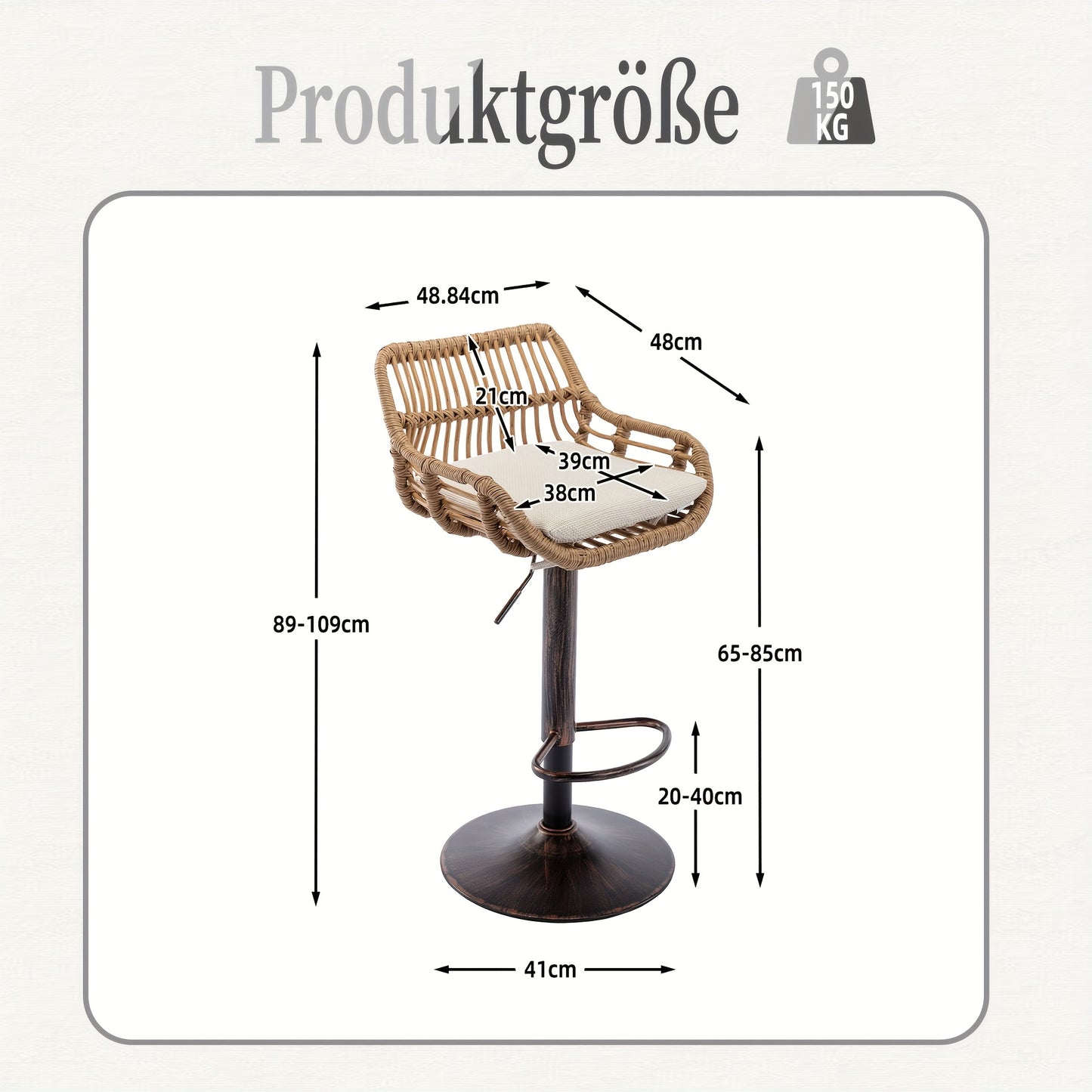 Modern Bar Stool Set with 2 Adjustable Seats And Footrest for Kitchen, Dining Room (Beige)