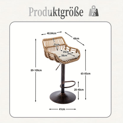 Modern Bar Stool Set with 2 Adjustable Seats And Footrest for Kitchen, Dining Room (Beige)