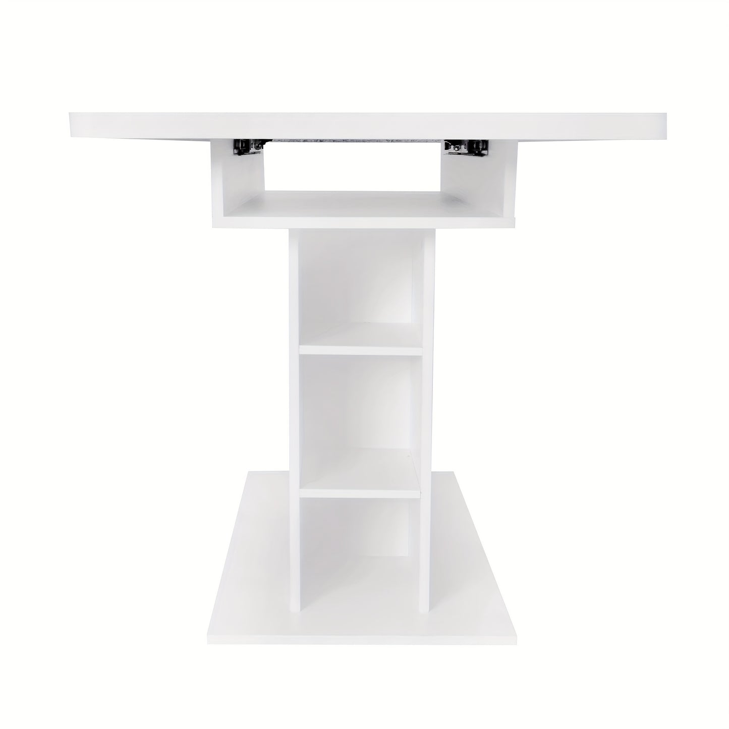 Uitklapbare Eettafel – Uitbreidbare Tafel – Opklapbare Werktafel – Koffietafel – Opbergtafel – Wit – Hardhout & Metaal – Ruimtebesparend Ontwerp – Geïntegreerde Opbergruimte