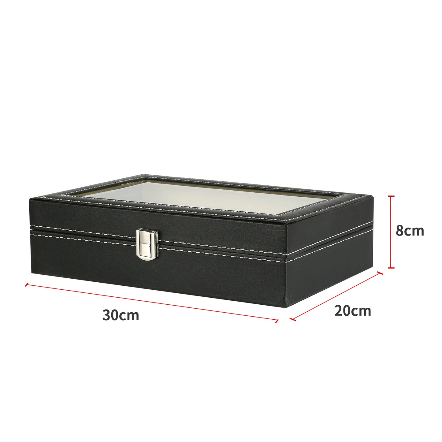 Horlogedoos – Horloge Opbergdoos – Horlogebox – Sieradendoos – Watch Box – 12 Vakken – PU Leer – Zachte Voering – Veilig Sluitclip – Zwart Buitenwerk – Beige Binnenkant