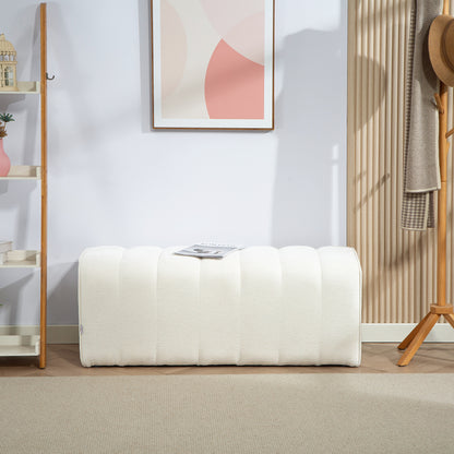 Moderne Slaapkamerbank – Voetbank – Zitbank – Meubelbank – Bedbank – Crèmekleur – Stevig Houten Frame – Voetsteunfunctie – Draagvermogen 220 kg