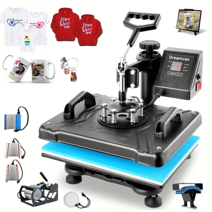 Warmtepers 8-in-1 – Hittepers – Transferpers – Sublimatiepers – T-shirtpers – Grote Verwarmingsplaat 38,1x30,48 cm – Digital LCD Timer en Temperatuurregeling
