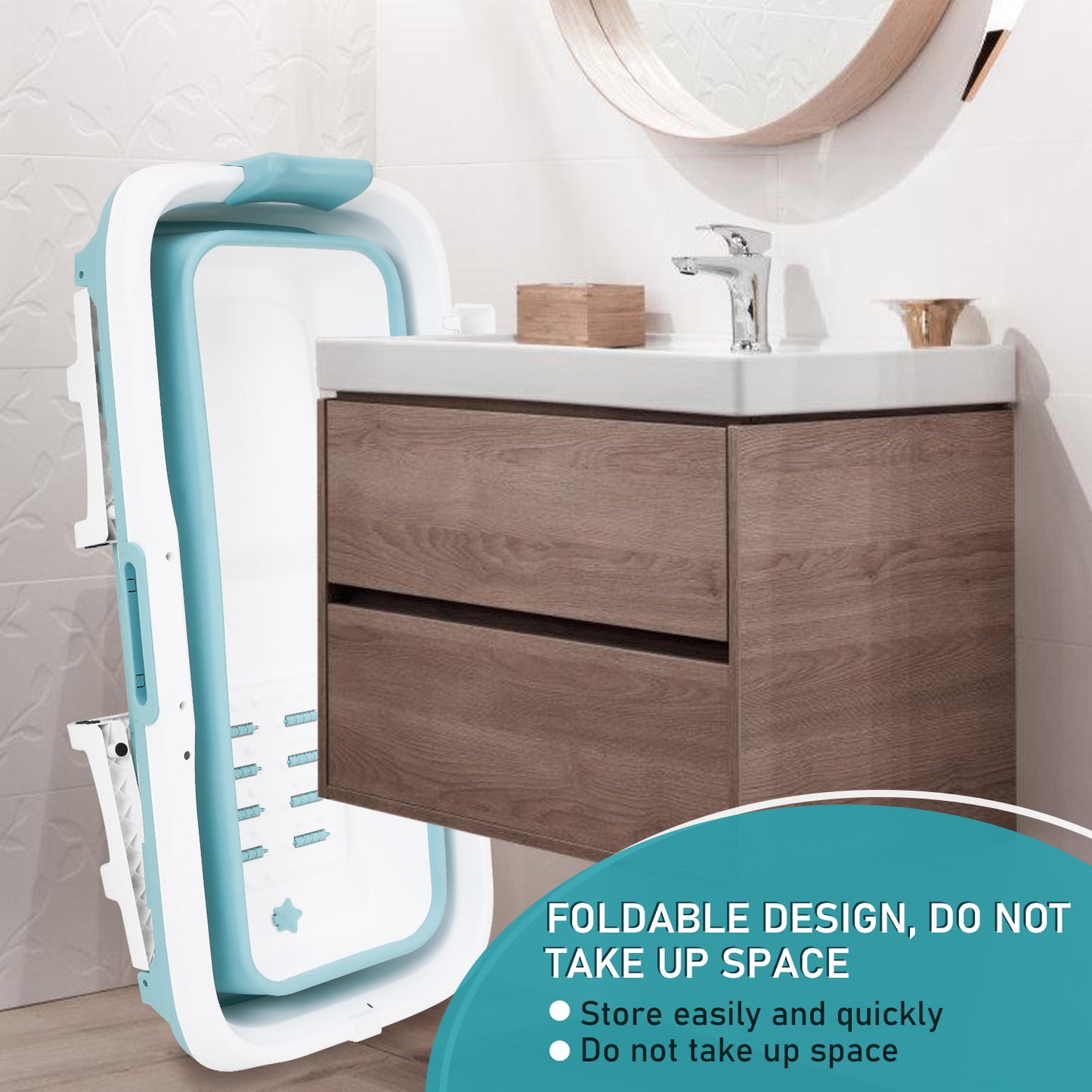 Opvouwbaar Bad – Opvouwbare Badkuip – Mobiel Bad – Ligbad – Zitbad – 149x60x50 cm – PP+TPE Materiaal – Inclusief Wieltjes en Afdekhoes