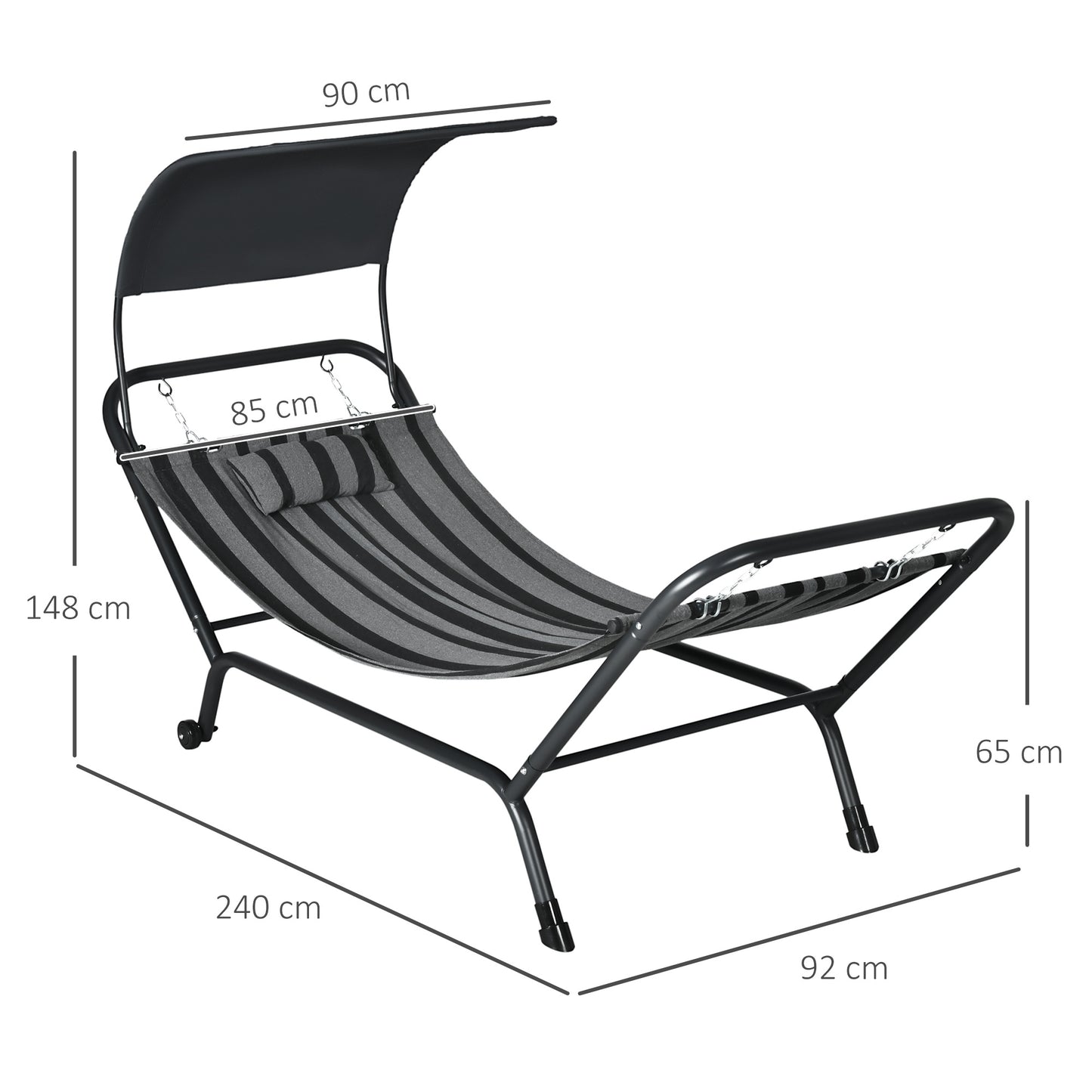 Ligstoel – Tuinstoel – Ligbed – Buitenstoel – Zonnebed – Verstelbaar Zonnescherm – Waterafstotend Polyester
