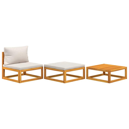 3-Delige Acacia Loungeset – Tuinmeubilair – Buitenbank – Loungeset Balkon – Massief Acaciahout – Dikke Kussens