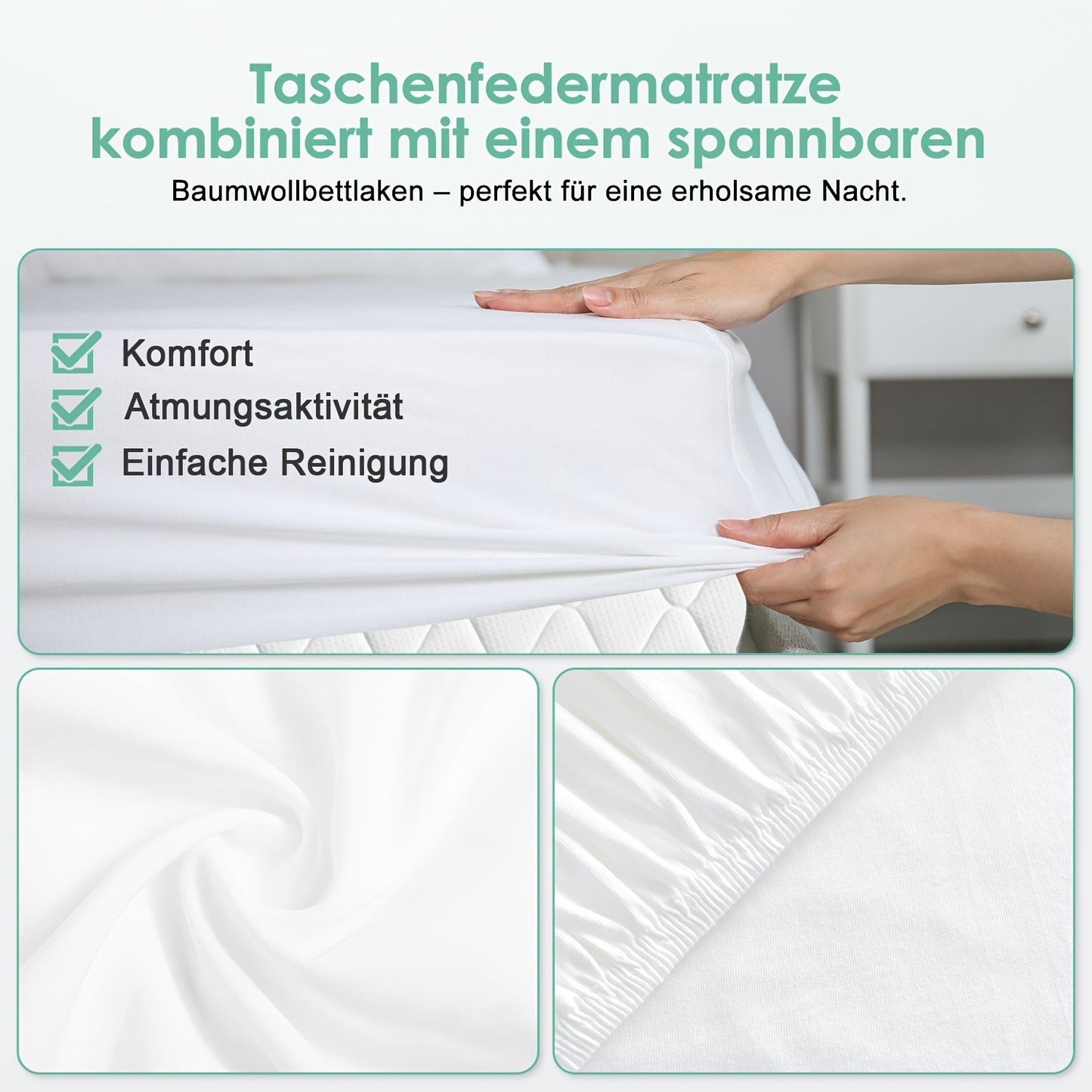 Gronfont Ergonomic 7-Zone Pocket Spring Mattress with Fitted Sheet - Single/Double//Queen Size (90x200/120x200/140x200/160x200cm), Medium Firm H3 Bed Suitable for Adults, & Spinal