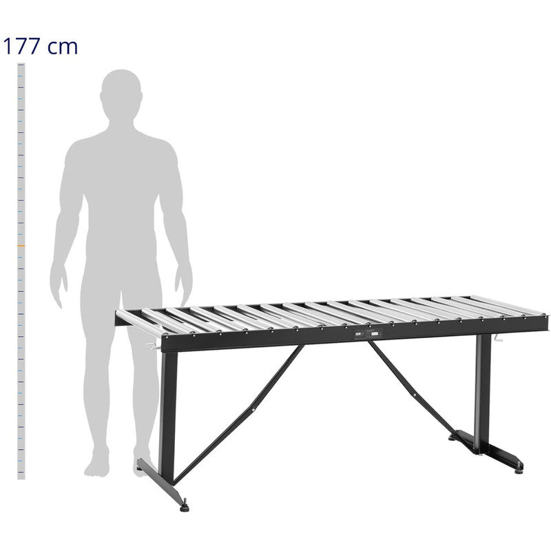 Rollenbaan – Rollenbaan Tafel – Transportbaan – Conveyor – Verstelbare Hoogte – Draagvermogen 200 Kg – 17 Rollers – Lengte 178 Cm