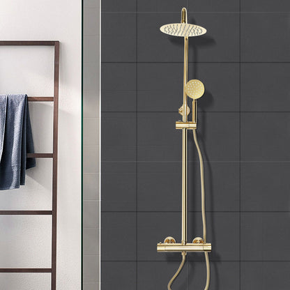 Regendouche Set – Douche Systeem – Douchekolom – Thermostaat Douche – Gouden Regendouche – 20 cm Draaibare Kop – Roestvrij Staal 304