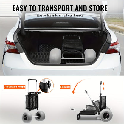 All-Terrain Strandwagen – Vouwkar – Bolderwagen – Trolley – Winkeltrolley – 12 Inch Luchtbanden – Hoge Draagkracht – Vouwbaar Frame – Grote Mand
