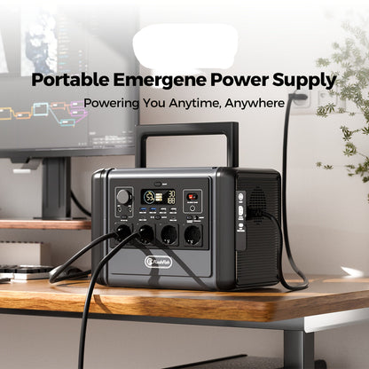 Draagbare Stroomgenerator – Powerstation – Noodstroomvoorziening – Accu Generator – Outdoor Generator – 768Wh Capaciteit – 1200W Vermogen – Draadloos Opladen – Zonne-energie Ondersteuning