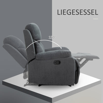 Relaxfauteuil – Relaxstoel – Kantelbare Stoel – Zitfauteuil – Donkergrijs Linnen Look – Kantelfunctie tot 150° – Compact Formaat