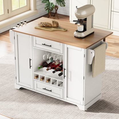 Keukentrolley – Keukenwagen – Serveerwagen – Opbergtrolley – Keukenmeubel – Vouwbaar Werkblad – Wieltjes – Wijnrek & Glazenhouder – 120x45/70x92 cm – Eigentijds Design