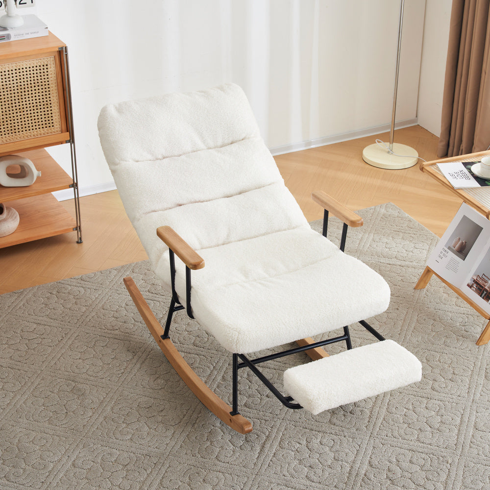 Schommelstoel – Relaxstoel – Fauteuil – Lounge stoel – Voedingsstoel – Comfortabele Velvet Bekleding – Handmatig Verstelbare Voetsteun