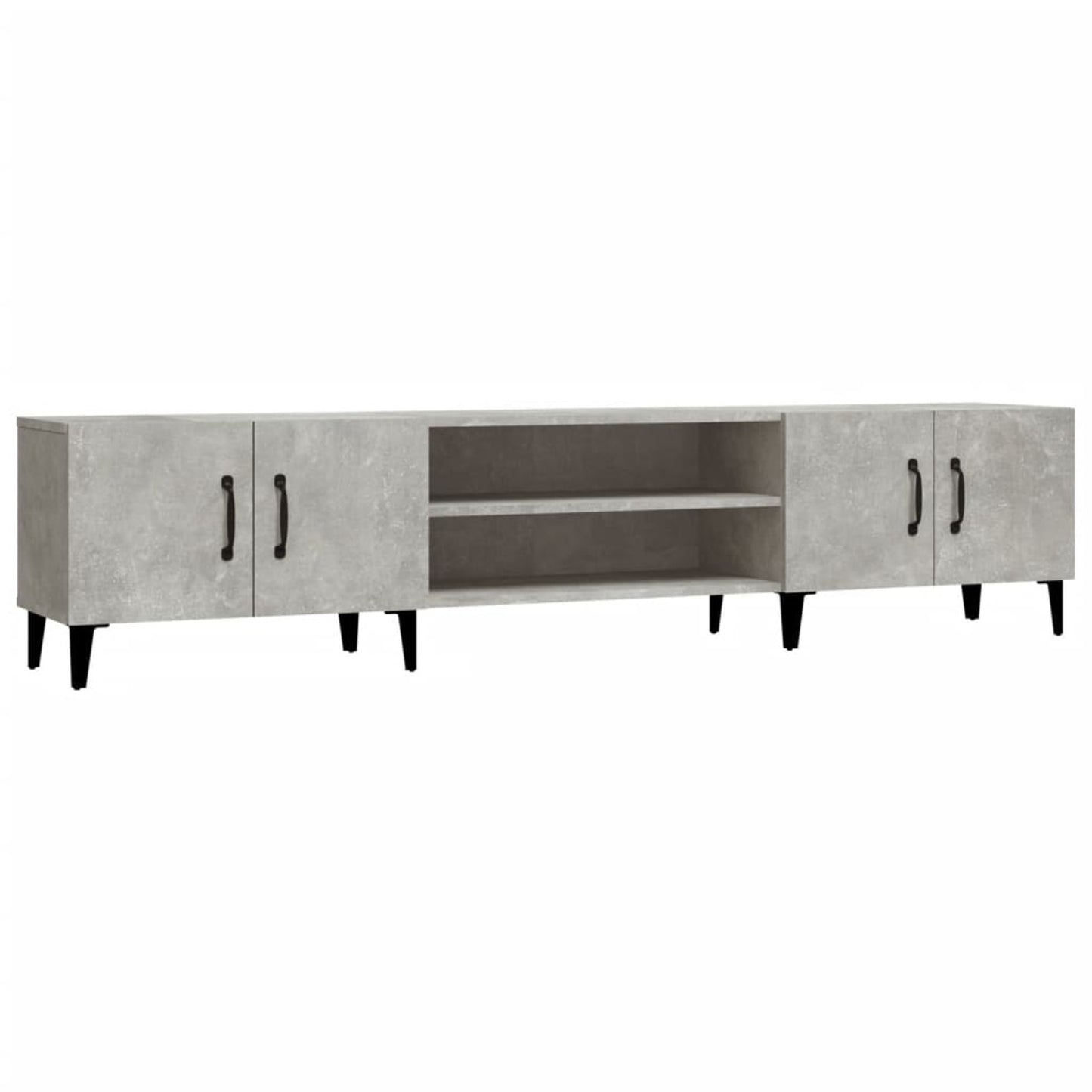 TV Cabinet Concrete Grey 180x31.5x40cm Engineered Wood TV Stand Entertainment Center with Storage, Media Television Table for Living Room Bedroom