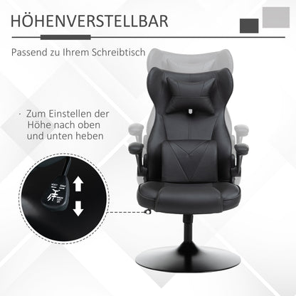 Gamingstoel – Gamestoel – Bureaustoel – Werkstoel – Draaistoel – Ergonomisch Ontwerp – Rockingfunctie – Zwart – Verstelbare Hoek – Nek- en Lendenkussens – Max. 120 kg