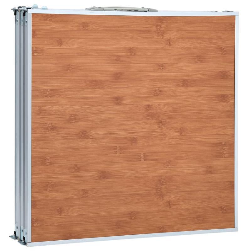 Opvouwbare Campingtafel – Kampeertafel – Picknicktafel – Tuinmeubel – Outdoor Tafel – Aluminium Frame – Houten Tafelblad – Compact Opvouwbaar