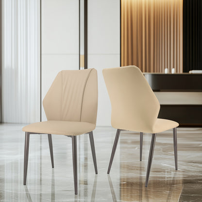 Eetkamerstoelen – Stoelen – Kuipstoelen – Keukenstoelen – Woonkamerstoelen – Set van 4 – Zachte Microfiber Kunstleren Bekleding – Stabiel Metalen Onderstel - Licht Khaki