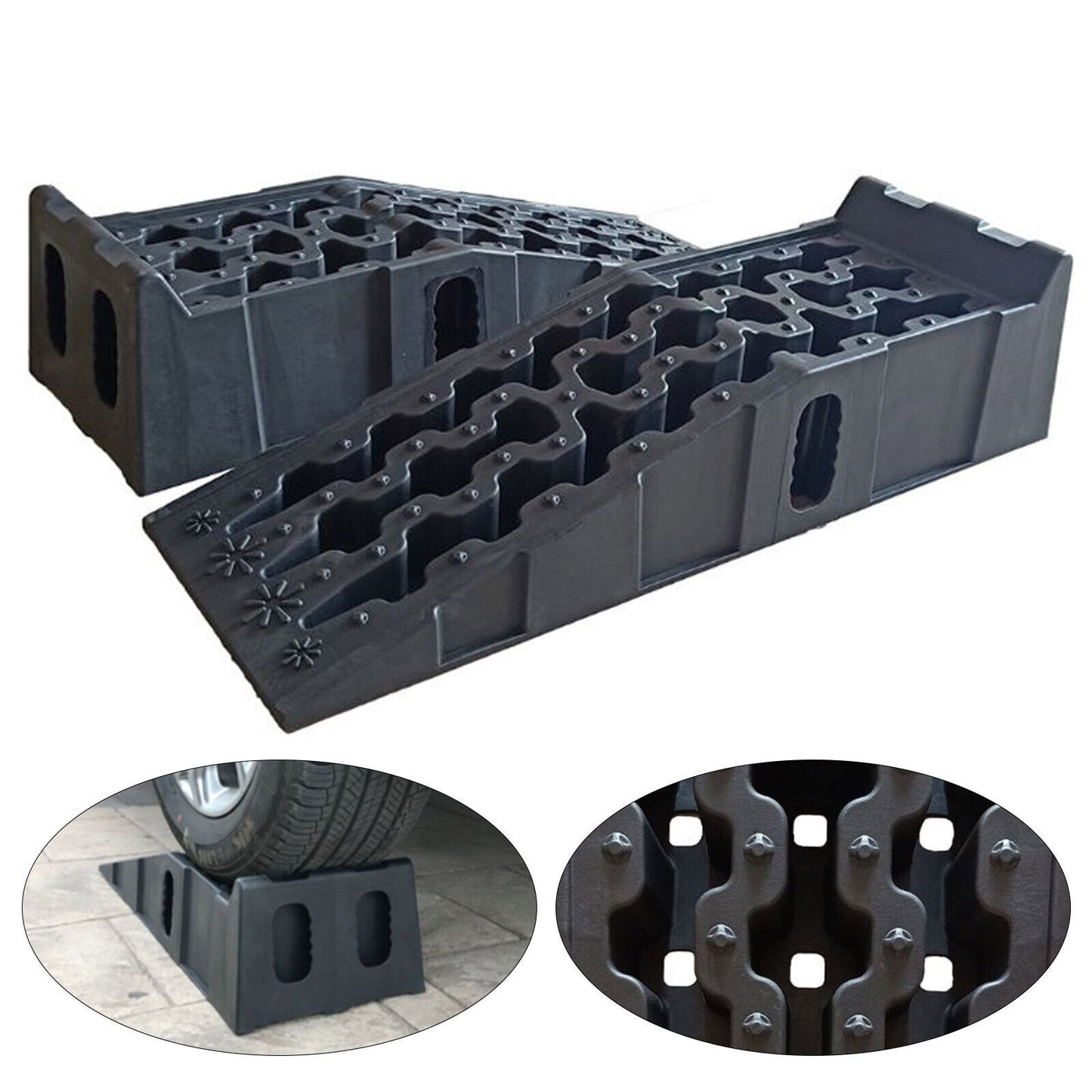 Oplaadbruggen – Oprijbrug – Oprijplaten – Drempelbrug – Autoliften – Antislip Plastic – Belastbaar Tot 7257 kg – Hefhoogte 17 cm