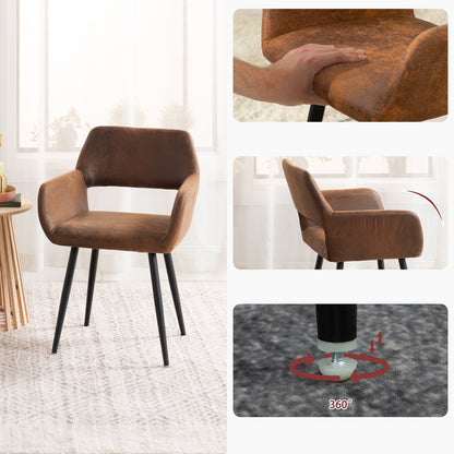 Eetkamerstoel – Kuipstoel – Stoel Met Armleuningen – Industrieel – Retro – Suède Bekleding – Met Metaal Frame – Comfortabel Zitcomfort