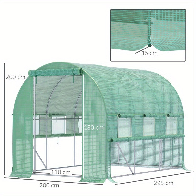 Tunnelkas – Kweekkas – Serre – Tuinkas – Plantenkas – 2.95x2x2m – UV-Bescherming Met 6 Ramen