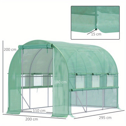 Tunnelkas – Kweekkas – Serre – Tuinkas – Plantenkas – 2.95x2x2m – UV-Bescherming Met 6 Ramen