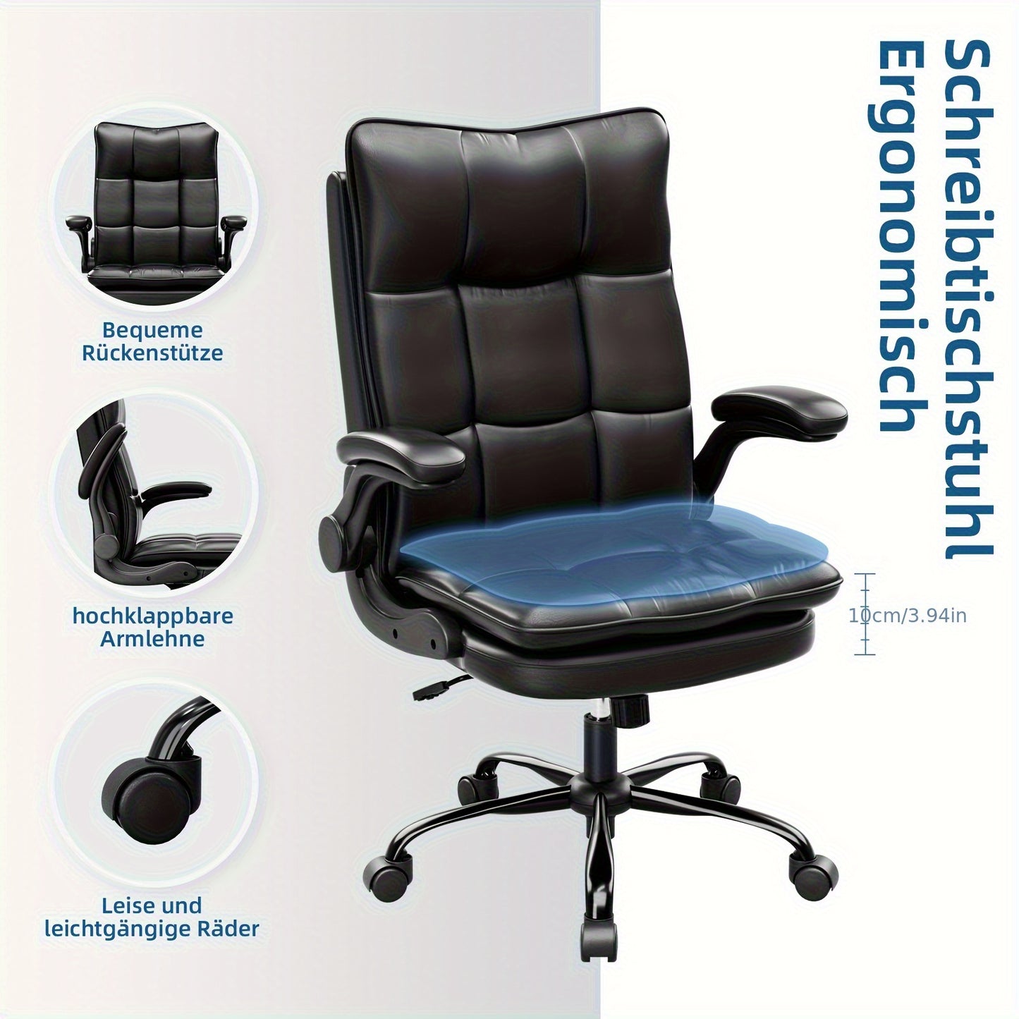 Gamingstoel – Gamestoel – Bureaustoel – Gaming Chair – Game Stoel – Ergonomisch Ontwerp – Verstelbare Hoofdsteun & Lendensteun – Zwart / Grijs – Max. Belastbaar 150 kg