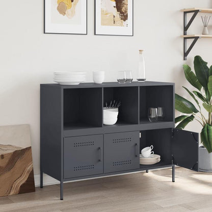 Anthracite-Colored Steel Sideboard Measuring 100.5X39X79 Cm, Practical And Detachable.