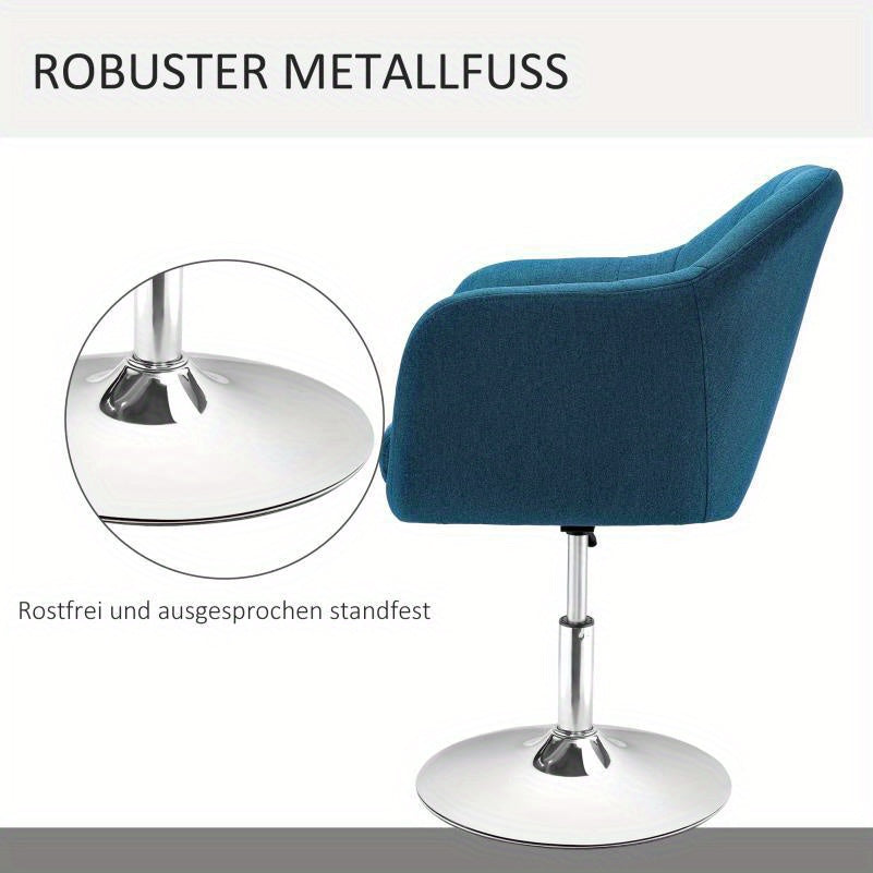 Draaifauteuil – Fauteuil – Lounge Stoel – Relaxstoel – Draaistoel – Lichtblauw – Stof met Linnenstructuur – Met Metalen Frame – Handmatig Draaibaar Zonder Elektriciteit